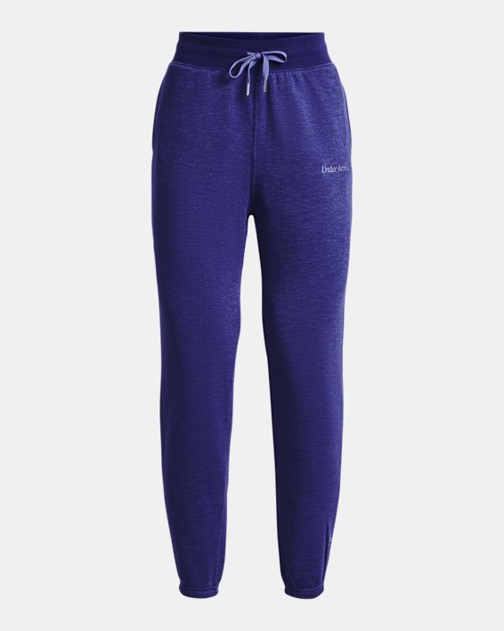 Women's UA Essential Fleece Script Pants, Blue, pdpMainDesktop image number 4